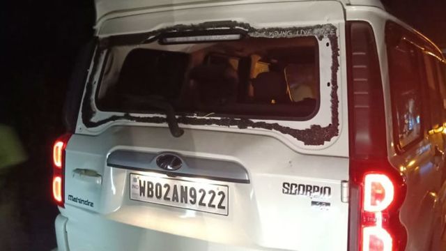 BJP Leaders Dilip Ghosh, Himanta Biswa Sarma’s Convoy Attacked In Bengal