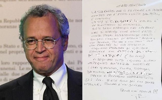 Enrico Mentana, il direttore di La7 pubblica lettera anonima con minacce e insulti: la firma è una svastica