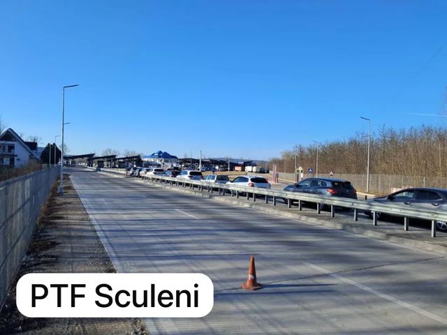 Trafic intens la postul Sculeni, pe sensul de ieșire din țară