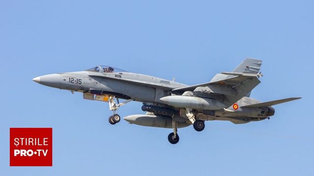 Dronă doborâtă de un F-18 spaniol după ce a intrat în spațiul aerian al României, în apropiere de Galați