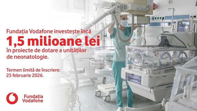 Fundația Vodafone investește încă 1,5 milioane de lei în dotarea unităților de neonatologie din România