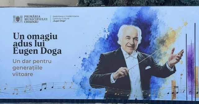 Eugen Doga, cu șase degete la o mână pe un banner. Primăria Chișinău recunoaște greșeala