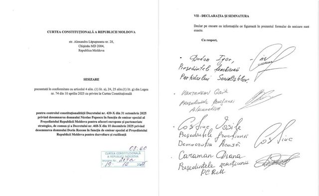 Patru fracțiuni din opoziție contestă la Curtea Constituțională decretele privind numirea emisarilor prezidențiali