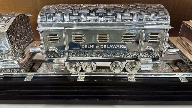 PM Modi gifts President Biden antique silver hand-engraved train model