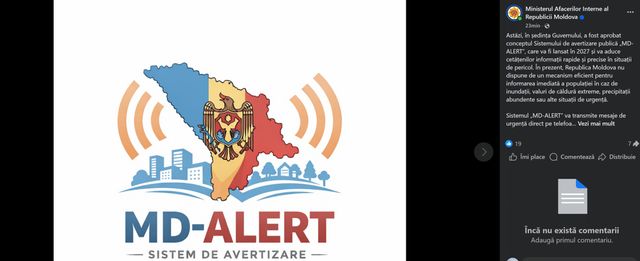MD-ALERT: Republica Moldova va avea un sistem modern de avertizare publică din 2027