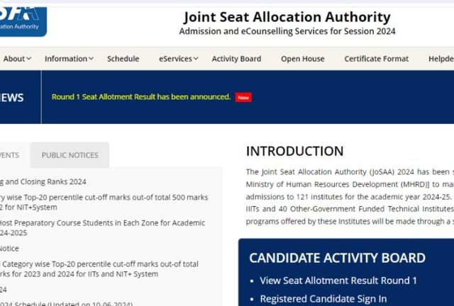 JoSAA Counselling 2024 Round 2 seat allotment results releasing tomorrow; check details here