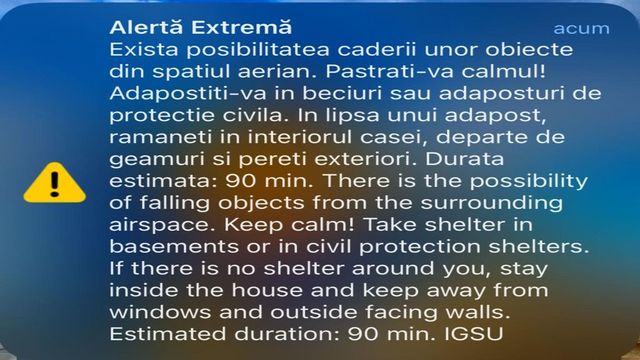 Mesaj RO-Alert în județul Tulcea. Un grup de drone a fost reperat la graniță