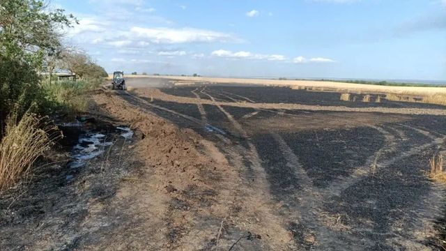 Șapte hectare de grâu au ars într-un incendiu la Ștefan Vodă. Pompierii au salvat alte 39 de hectare