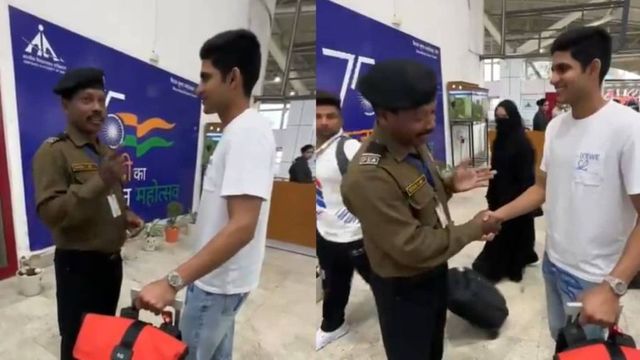 Gill meets and greets Ranchi airport standing guard, father of Gujarat teammate