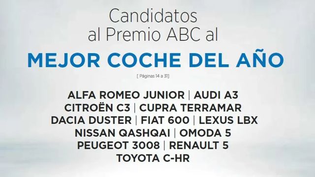 Doce candidatos para el Premio ABC al Mejor Coche del Año 2025