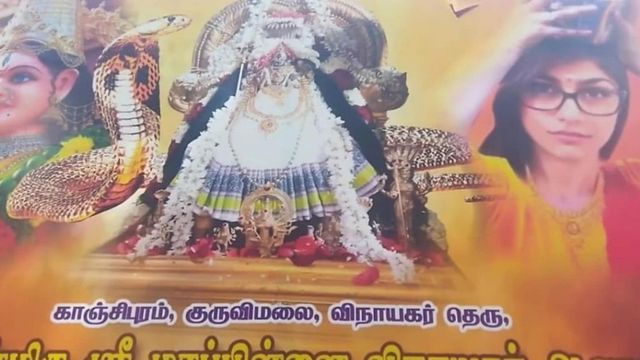 Ex Porn Star Mia Khalifa Spotted On Religious Hoarding In Tamil Nadu