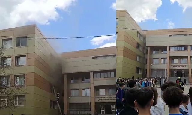 Incendiu la un liceu din capitală: Cinci echipaje de pompieri luptă cu flăcările, iar elevii și profesorii au fost evacuați