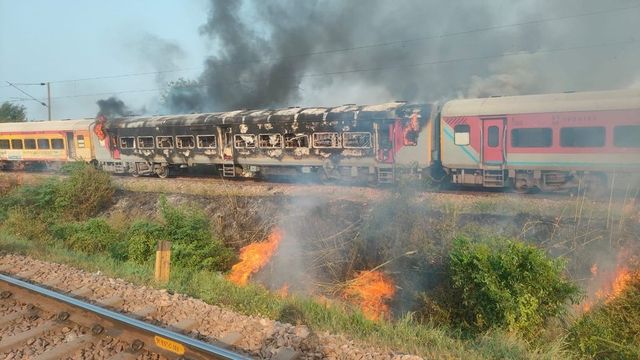 Coach of Patalkot Express train catches fire near Agra, no casualty reported