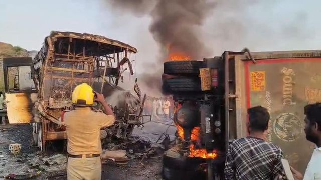 About 10-12 killed, 20 injured in bus-truck collision in Markapuram