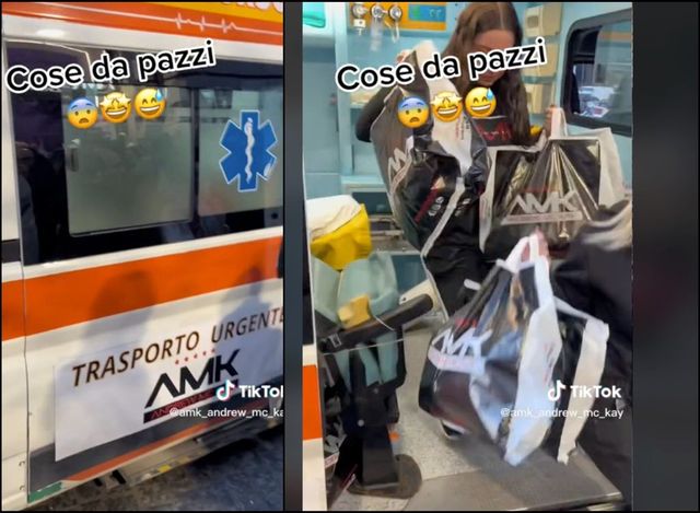 Napoli, ambulanza usata come taxi da tiktoker