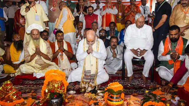 Amit Shah lays foundation for Janki Mandir revamp in Bihar’s Sitamarhi district