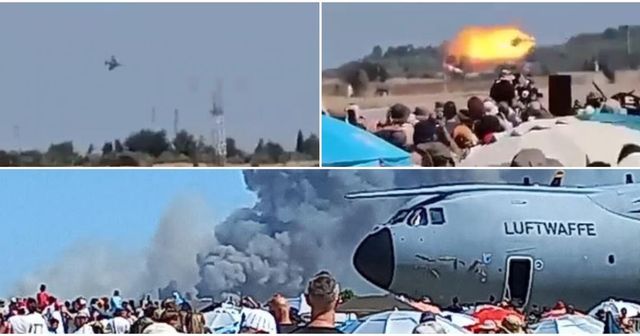 Momentul în care un avion de vânătoare F-4 s-a prăbușit și a explodat în timpul unui spectacol în Grecia