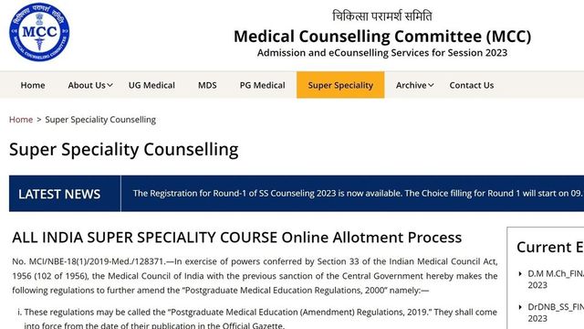 NEET Super Speciality Counselling 2023: Round 1 Registration Closes Today