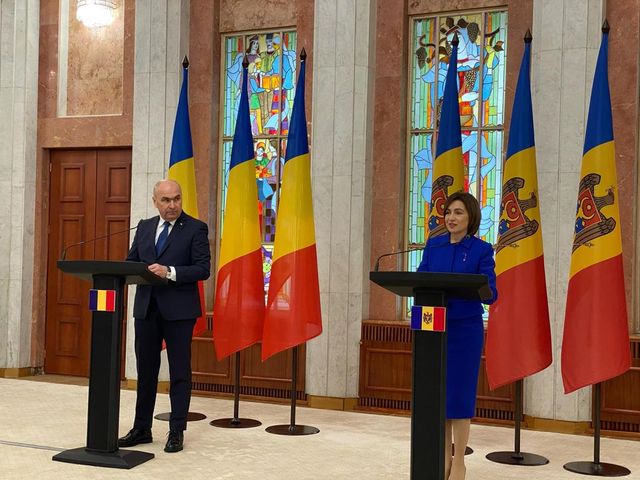 Conferință de presă susținută de Președintele Republicii Moldova, Maia Sandu, și Președintele interimar al României, Ilie Bolojan