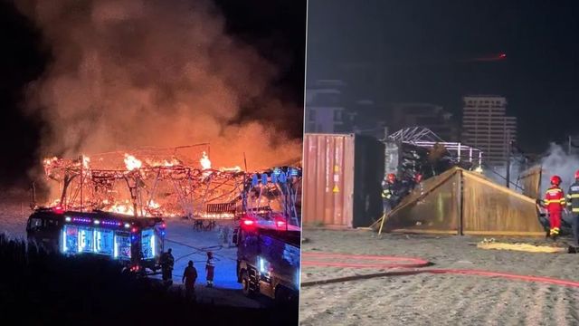 Incendiu puternic la un beach bar din Mamaia