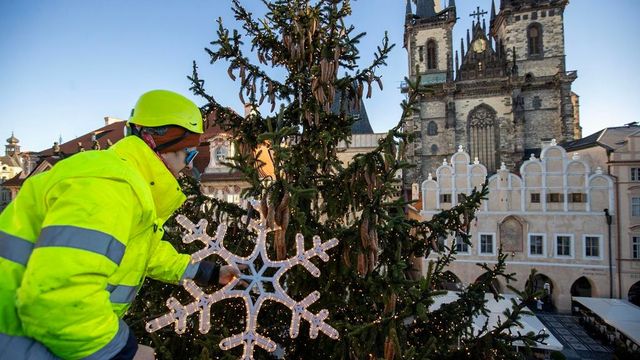 Na Staroměstském náměstí se rozzářil vánoční strom