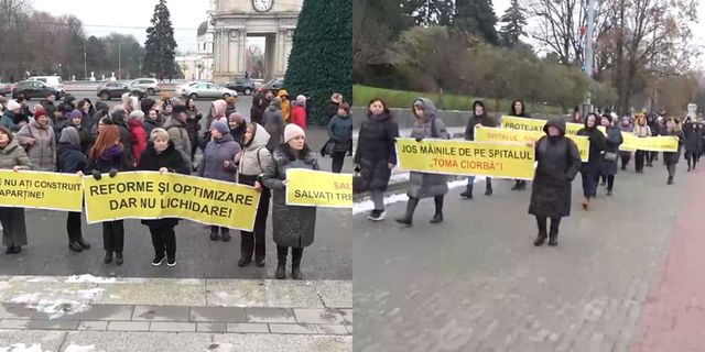 Medicii de la două spitale au organizat un protest în fața Guvernului