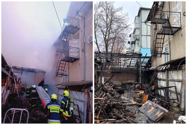 Incendiu la Bălți: o construcție auxiliară a ars complet, pompierii au intervenit cu cinci echipaje