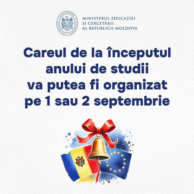 Școlile vor putea organiza festivitatea de începere a anului școlar pe 1 sau pe 2 septembrie