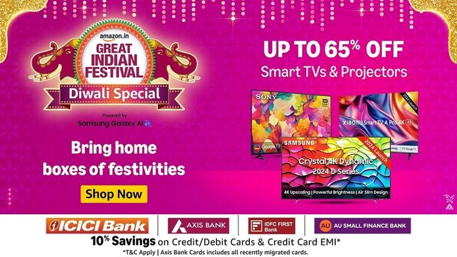 Amazon Great Indian Festival Sale: Diwali special deals up to 60% off on TVs from Sony, Samsung and more