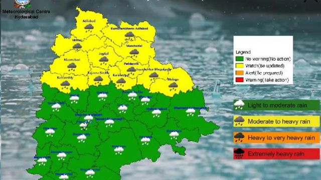 Heavy rain alert for seven Telangana districts on Wednesday, thunderstorm warning across State