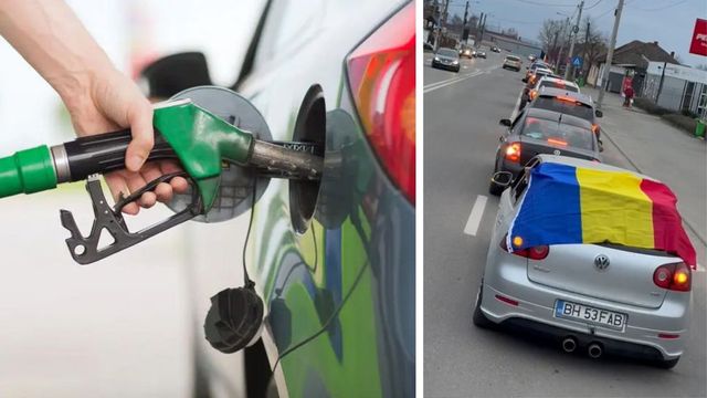 Șoferii din Bihor au protestat contra scumpirilor de la pompă. Au alimentat de 2 lei, au mers în coloană și au claxonat minute în șir