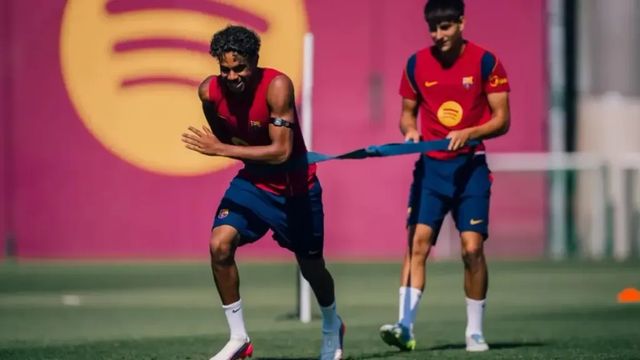 Lamine, baja en el entreno previo al Valencia-Barça