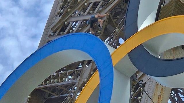 Shirtless Climber Scales Eiffel Tower Ahead Of Paris Olympics Closing Ceremony