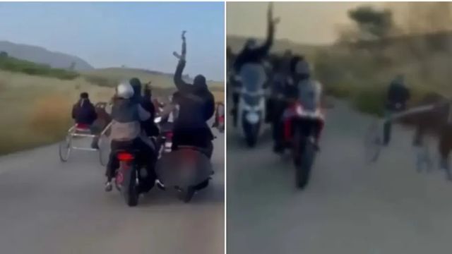 Con un kalashnikov alla corsa clandestina di cavalli: il video è virale