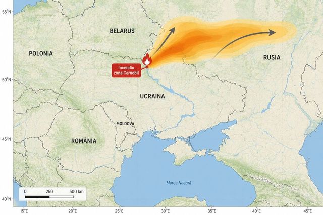 Norul de fum din zona Cernobîl nu va avea impact asupra teritoriului României