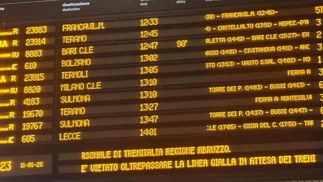 Treni: nuovo guasto stamani su Av Napoli-Roma, ritardi fino a 120 minuti