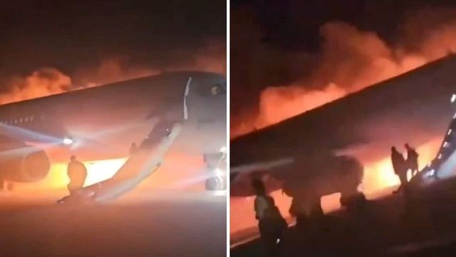 Passengers in disarray, climb out as Russian plane catches fire in Turkey