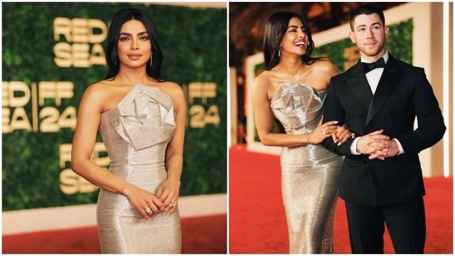 It’s a rose, it’s a star, it’s Priyanka Chopra with Nick Jonas in a dreamy gown at Red Sea Film Festival