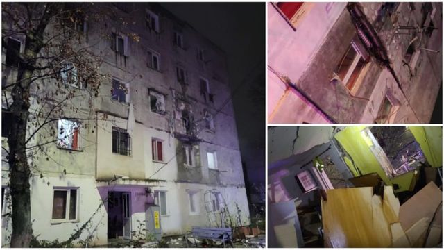 Explozie devastatoare intr-un bloc de garsoniere din Bacau! Un barbat cu arsuri a ajuns la spital, 37 de persoane au fost evacuate