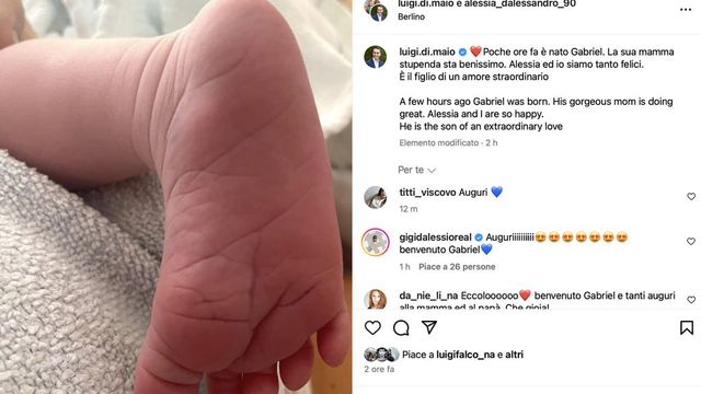 Luigi Di Maio diventa papà: è nato il figlio Gabriel