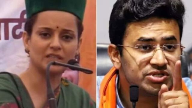 Kangana Ranaut knocks Tejasvi Surya in flub, Tejashwi Yadav reacts