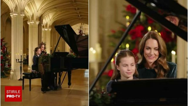 Catherine, prințesa de Wales, și fiica sa Charlotte au cântat la pian în duet pentru slujba de Crăciun
