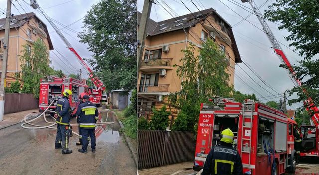 Un fulger ar fi provocat un incendiu la mansarda unui bloc din Chișinău. 15 persoane, inclusiv cinci copii, au fost evacuate