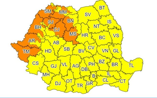 Alertă meteo în România. Cod galben și cod portocaliu de caniculă în toată țara