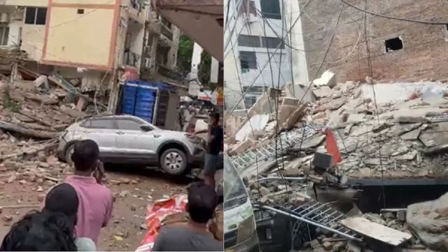 Several people feared trapped after building collapses in Delhi amid heavy rain