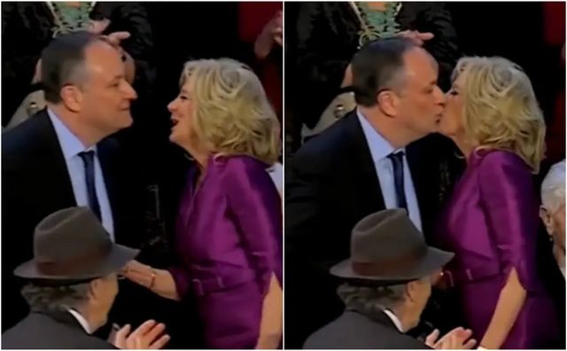 Jill Biden l-a sărutat pe gură pe soțul Kamalei Harris la un eveniment public
