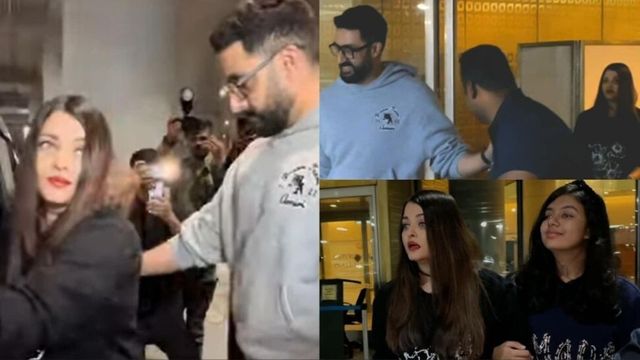 Aishwarya Rai and Abhishek Bachchan return to Mumbai together after vacation, putting all divorce rumours to rest. Watch