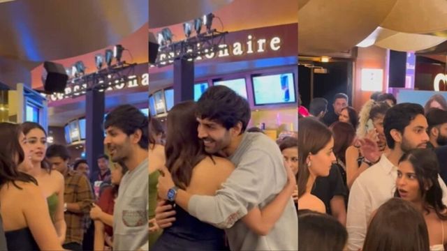 Kartik Aaryan gives hug to ex Sara Ali Khan at Call Me Bae screening, Agastya Nanda seen with rumoured GF Suhana Khan