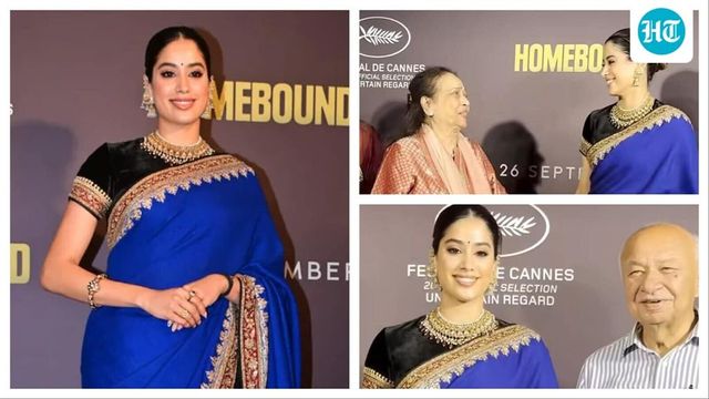 Janhvi Kapoor honours Sridevi by rewearing her saree, shows off bond with BF Shikhar’s family at Homebound premiere