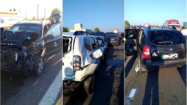 Accident cu șase autovehicule pe autostrada București - Pitești